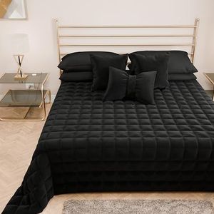 PETTI Artigiani Italiani - Quilt voor eenpersoonsbedden van zacht en warm fluweel, lente en herfst dekbed, voor eenpersoonsbed, zwart, 100% Made in Italy