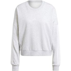adidas Dames ESSENTIALS 3-STRIPES FRENCH TERRY SWEATSHIRT, light grey heather/white, XS
