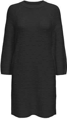 ONLY - ONLKATIA - Gebreide Jurk - Zwart - Knielengte - Lange Mouw
