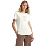 STREET ONE Shirttop - Offwhite - Regular Fit - Korte Mouwen - Ronde Hals