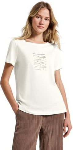 STREET ONE Shirttop - Offwhite - Regular Fit - Korte Mouwen - Ronde Hals