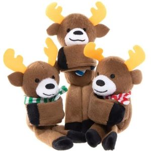 Baker Ross AX328 knuffelende rendieren pluche vriendjes - pak van 3, knuffelspeelgoed voor kinderen en kleine cadeaus voor kinderen
