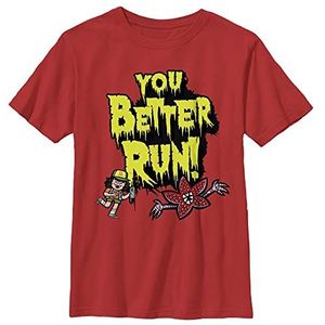 Stranger Things Unisex Kids Better Run T-shirt met korte mouwen, rood, XS, rood, One size