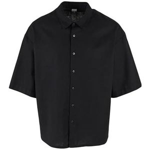 Urban Classics Herenhemd Boxy Cotton Linnen Shirt Zwart 3XL, zwart, 3XL