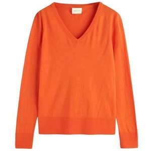 GANT Fine Knit V-hals, pompoen oranje, L