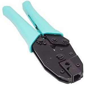 Good Connections Krimptang - voor afgeschermde RJ45 Cat.6A stekker - hefboomvertaling voor minder inspanning, lemmetbescherming, vergrendelfunctie, rubberen greep - zwart/turquoise