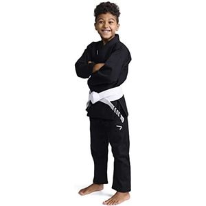 Ippon Gear BJJ GI Brazilian Jiu Jitsu kinder-/beginnerspak incl. witte riem [maat M0 I parelweave materiaal I 350 gr/m² stofdichtheid I scheurvast materiaal met verzegelde naden] zwart