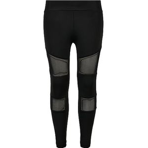 Urban Classics Meisjeslegging Girls Tech Mesh leggings, nauwsluitende sportbroek met transparante Tech Mesh inzetstukken, verkrijgbaar in 3 kleuren, maten 110/116-158/164, zwart, 146/152 cm