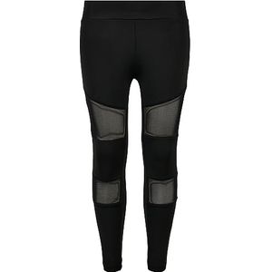 Urban Classics Tech Mesh Leggings voor meisjes, nauwsluitende sportbroek met transparante Tech mesh-inzetstukken, verkrijgbaar in 3 kleuren, maten 110/116-158/164, zwart, 110/116 cm