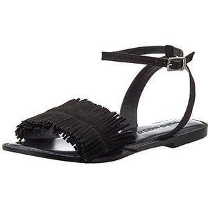 VERO MODA Dames Vmluca Leather Sandaal Riemjessandalen, zwart, 38 EU