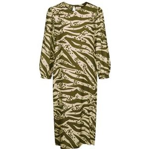 Seidensticker Blousejurk voor dames, regular fit, midi-jurk, ronde hals, 7/8-mouwen, 100% viscose, groen, 42