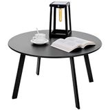 Fokebel Bijzettafel van metaal, ronde tuinbijzettafel, koffietafel en salontafel met verstelbare tafelpoten, zwart, diameter 70 x 40 cm