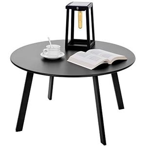 Fokebel Bijzettafel van metaal, ronde tuinbijzettafel, koffietafel en salontafel met verstelbare tafelpoten, zwart, diameter 70 x 40 cm