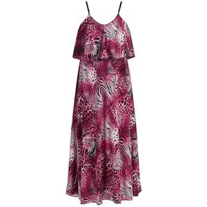 threezy Maxi-jurk voor dames, met dierenprint, roze, XS