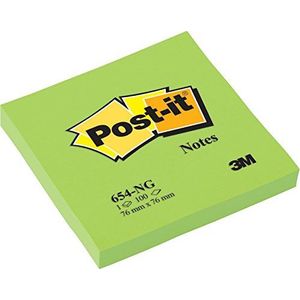 Post-it® 654NGR zelfklevende notities 6 blokken à 100 vellen, (76 x 76 mm) neongroen