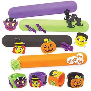 Baker Ross AW902 Halloween Snap-On armband Kits voor kinderen Kunst en Ambachten om te kleden voor truc of behandeling, feesten, geschenken en meer (pak van 4), diverse