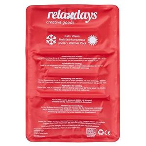 Relaxdays cool pack, hot cold pack, 25 x 36 cm, kompres, gelvulling, huisapotheek of eerste hulp, herbruikbaar, rood