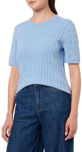 Gant - Gebreid Shirt - Katoenmix - Ronde Hals - Logostitching