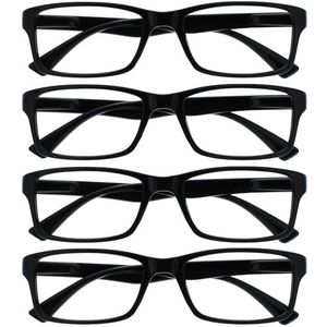 Leesbril Zwart Lezers Waarde 4 Stuks Mannen Vrouwen UVR4092BK +2,50