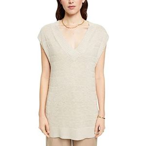 ESPRIT Collection Pullover in tuniekstijl met V-hals, taupe (light taupe), XS