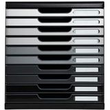 Exacompta - ref. 302794D - Organisatiesysteem - Ladebox MODULO A4 met 10 gesloten laden voor A4+ documenten - Afmetingen: Diepte 35 x breedte 28,8 x hoogte 32 cm - zwart/grijstinten