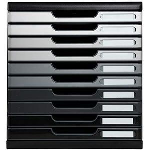 Exacompta - ref. 302794D - Organisatiesysteem - Ladebox MODULO A4 met 10 gesloten laden voor A4+ documenten - Afmetingen: Diepte 35 x breedte 28,8 x hoogte 32 cm - zwart/grijstinten