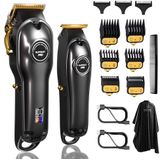 SUPRENT - Tondeuse - Zwart - Professionele Tondeuse Set - Draadloos met LED-display