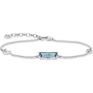 Thomas Sabo armband blauwe steen met maan en sterren, 925 sterling zilver, lengte 16-19 cm