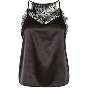 Pieces - JAHARA - Top - Effen - Regular Fit - Satijn met Kant