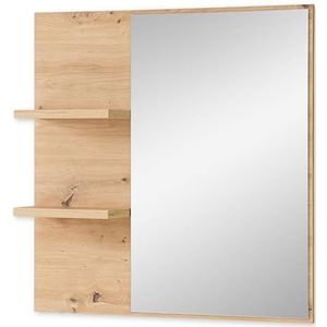 Stella Trading Bari wandspiegel in Artisan eikenlook, FSC-gecertificeerd, praktische spiegel met plank voor hal en garderobe, op houtbasis, 78 x 80 x 17 cm