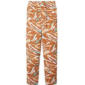 TOM TAILOR Dames loose fit stoffen broek, 31758 - Bruin Abstract Blad Design, 46W x 28L