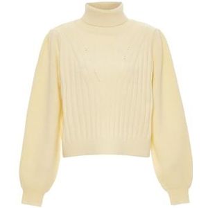 Blonda Chique vintage coltrui met lange mouwen voor dames, wolwit, maat M/L, wolwit, M