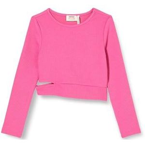 Koton Girls's Long Sleeve Cut Out Detail Crew Neck Ribbed Blouse, roze (255), 11-12 Jaar