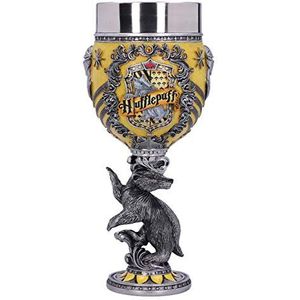 Nemesis Now Harry Potter Huffelpuf Hogwarts House verzamelbeker, hars, geel zilver, 19,5 cm