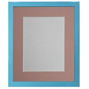 Frames BY POST 1,9 cm blauwe fotolijst met roze passepartout 20,3 x 20,3 cm afbeeldingsgrootte 12,7 x 12,7 cm kunststofglas, 8 x 8 afbeeldingsformaat 5 x 5 inch