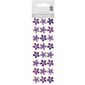 Ursus 75000005 - glitter sticker bloemen, 24 stuks, violet