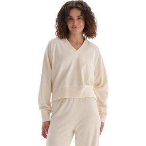 Dagi Dames lange V-hals Reglan Sleeve Velvet Sweatshirt, ecru, XL