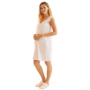 women'secret Maternity nachthemd met ruches voor dames, Ivoor, XL