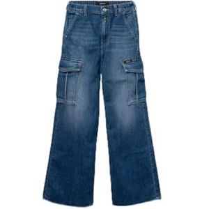 Replay Aidyna Cargo Jeans voor meisjes, met wijde pijpen, 009, medium blue., 10 Jaar