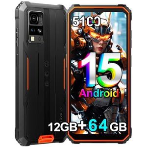 Blackview BV4800 SE (NFC) Téléphone Portable Incassable, 12Go+64Go/TF 1To Octa-Core, Android 15, 6.56"" HD+, Smartphone Incassable, 5180mAh, 16MP+8MP, 4G Dual SIM, 3 Slot/GPS/Face ID/NFC Orange