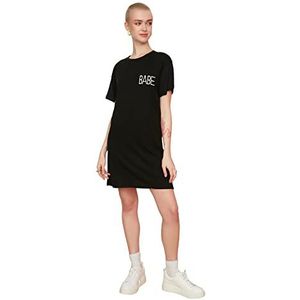 Trendyol Dames Gebreide T-shirt-jurk Jurk, Zwart, Large