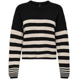 ONLY - ONLKatia - Gebreide Trui - Lichtbeige / Zwart - Lange Mouw