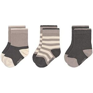 LÄSSIG Uniseks sokken voor kinderen en pasgeborenen, set van 3, antraciet-taupe, maat 12-14