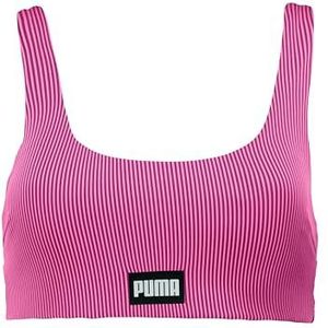 PUMA Swim Women Ribbed Scoop Neck TOP 1P, roze/zwart, M