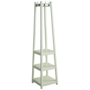 ORE International 3-Tier Toren Schoen en Jas Rack, Hout, Wit