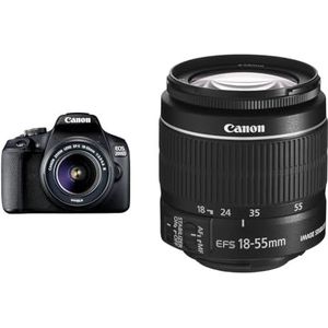 Canon EOS 2000D Spiegelreflexcamera, met lens EF-S 18-55 F3.5-5.6 III (24,1 MP, DIGIC 4+, 7,5 cm (3.0 inch) lcd-scherm, APS-C CMOS-sensor), zwart & Canon zoomobjectief EF-S 18-55mm F3.5-5.6 IS II