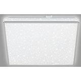 BRILONER - LED plafondlamp met sterrenhemel, LED plafondlamp ster decor, tegenlicht effect, vlak, neutraal wit licht, 270x270x45 mm, chroom mat