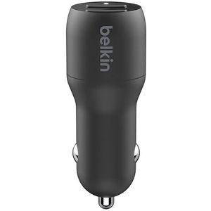 Belkin USB-autolader van 24 W met 2 poorten (autolader met boostlading, USB-autolader) iPhone 13, 13 Pro, 13 Pro Max, 13 Mini en oudere modellen, autolader, Android-autolader