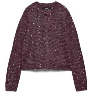 VERO MODA Vmleilani Stitch Ls O-Neck Cardigan, Winetasting, S