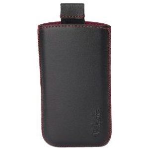 Valenta Pocket Black Red 14 Leather Case voor iPhone 4/4S/Smartphones zwart